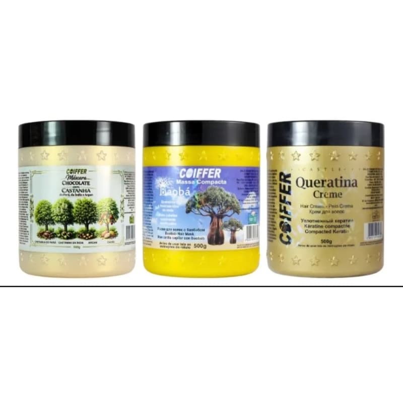 Cronograma Capilar Coiffer 500g 3 Unidades Hidratação, Nutrição e Reconstrução