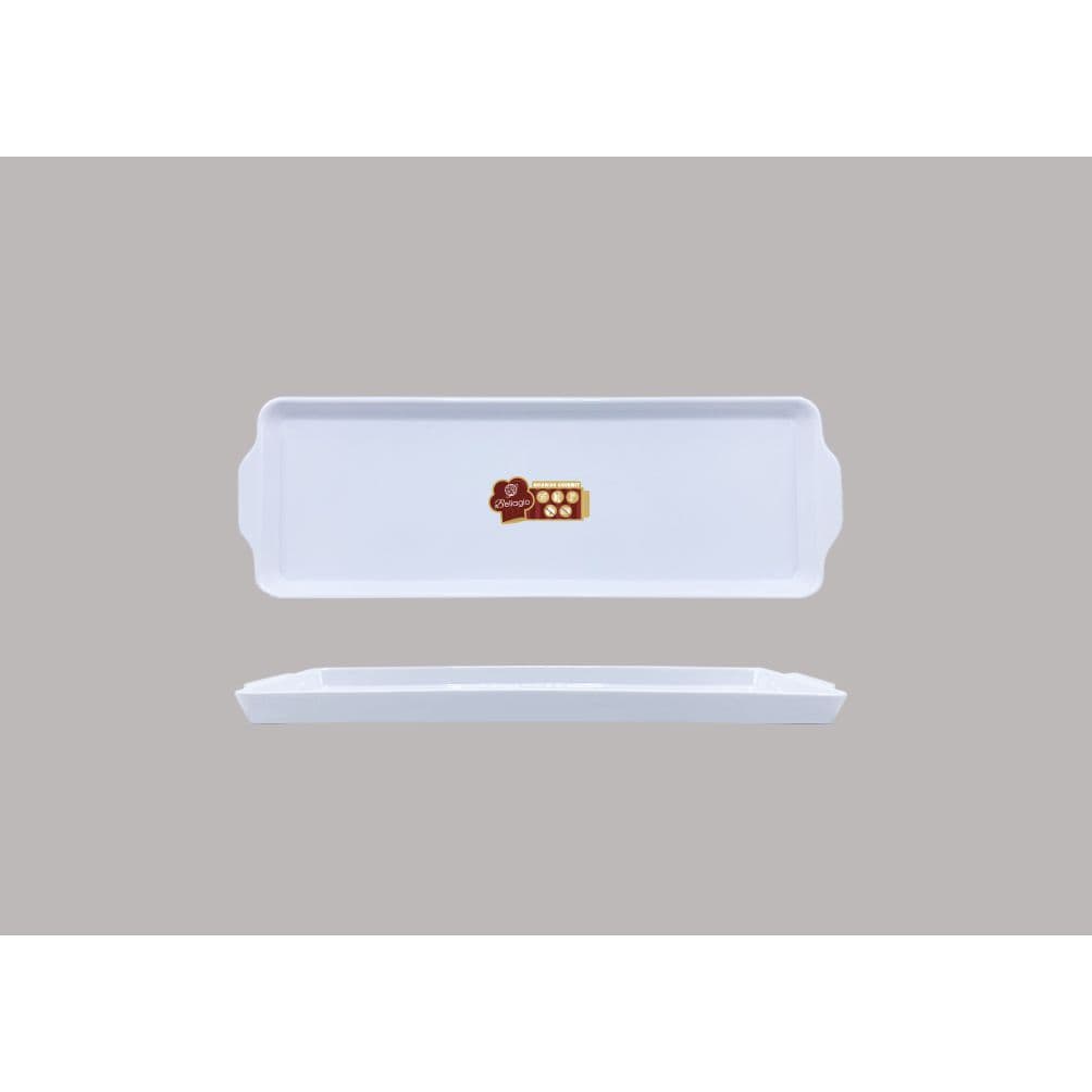 Travessa Melamina Retangular Grande Rasa 39x13x2cm Branca Bellagio