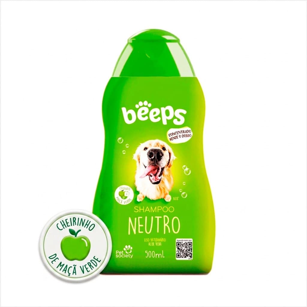 SHAMPOO BEEPS NEUTRO CAES 500ML AROMA DE MAÇA VERDE