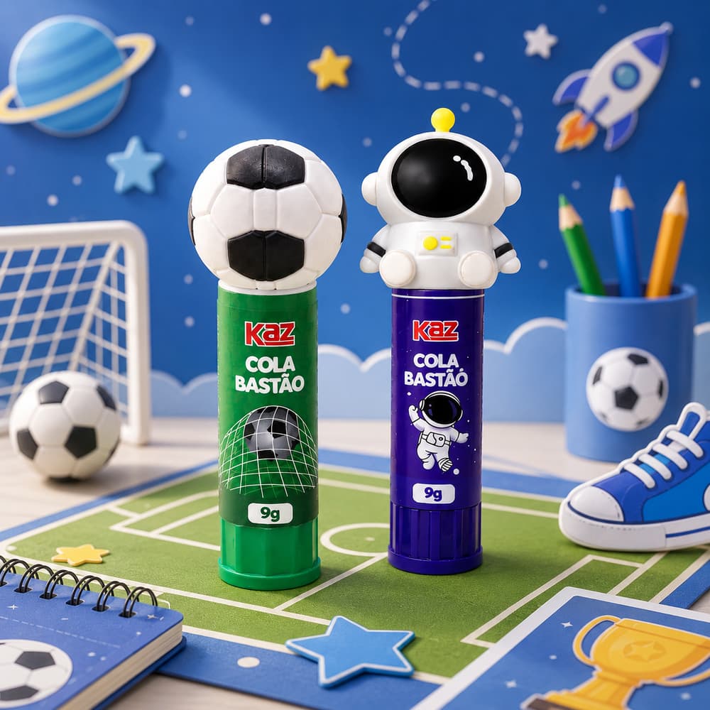 Cola Bastão 9g Fashion Astronauta e Bola Atóxica Infantil