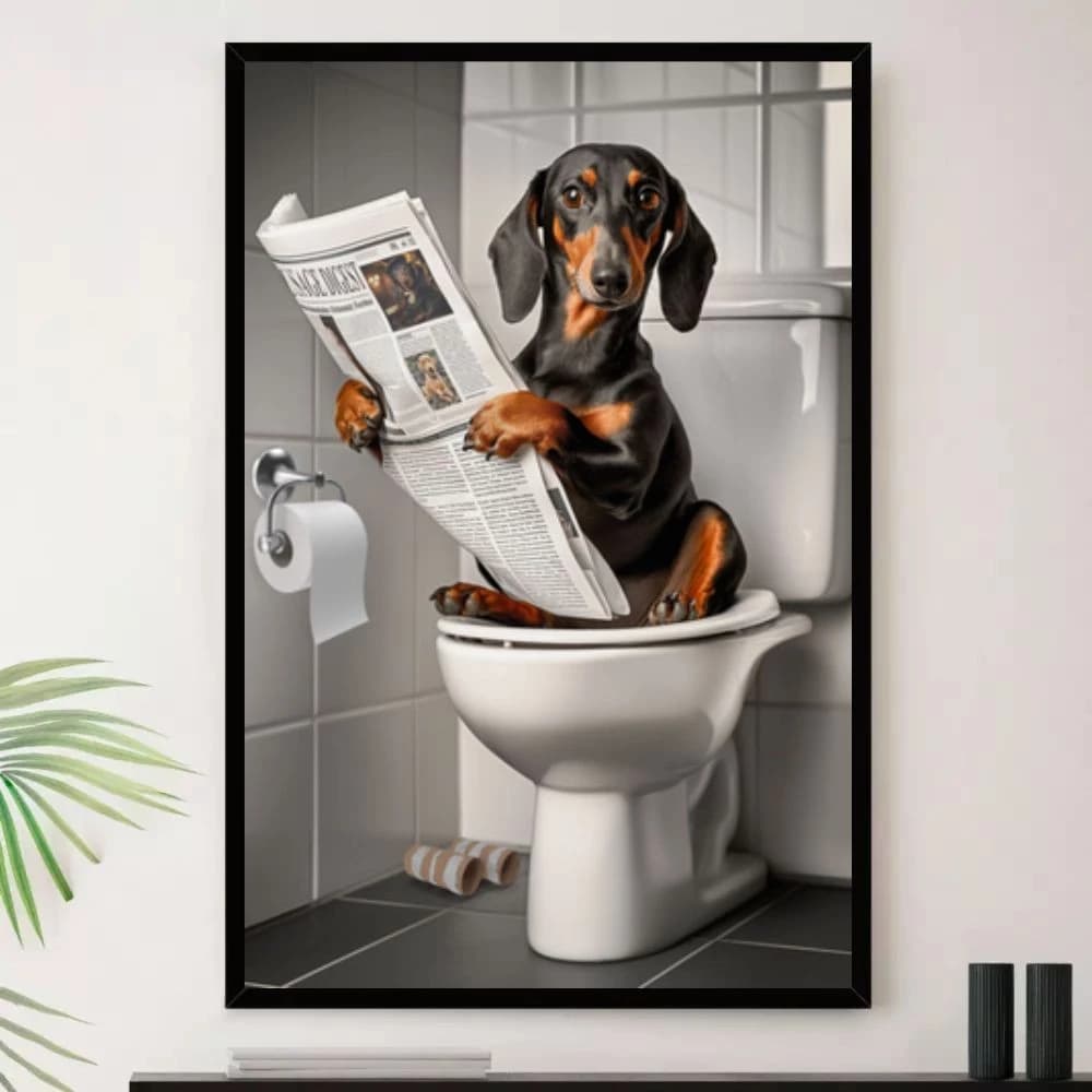 Quadro Banheiro Cachorro Dachshund Decorativo worldgeek