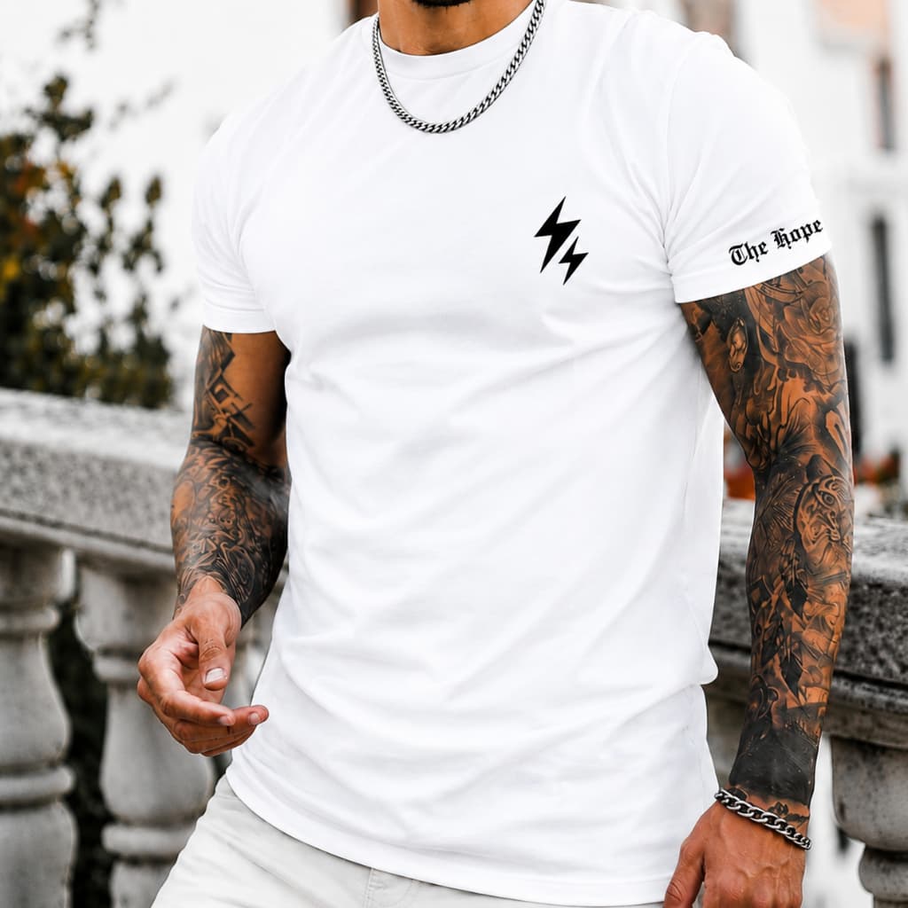Camiseta masculina Homens Relâmpago & Gráfica Letra Camiseta 100% algodao eslilo casual urbano rua