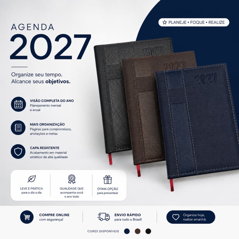 Kit 50 Unidades Agenda Diária ANO 2027