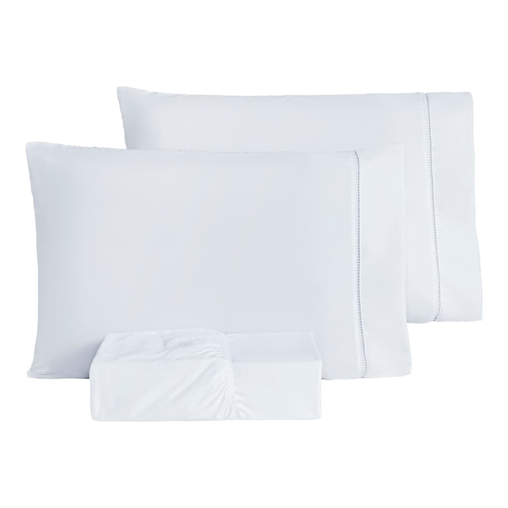 Jogo De Cama Liso Porcelana Ponto Palito Queen 3 Peças