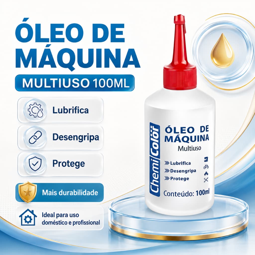 Óleo de Máquina Chemicolor 100ml Lubrificante Multiuso Costura Ferramentas Dobradiças Manutenção