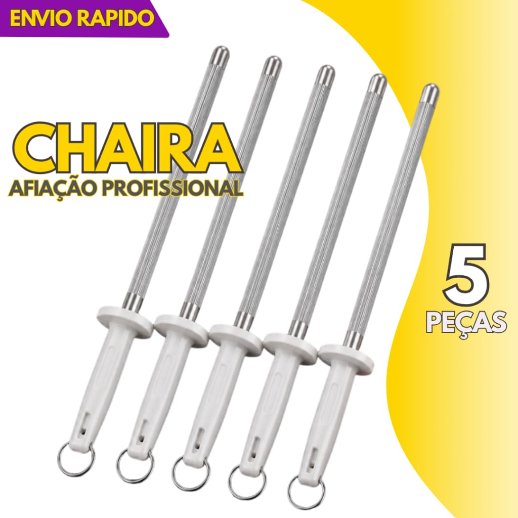 Kit 5, 3 ou 2 un - Chaira Profissional 10 Pol Fuzil Afiador E Amolador Facas Churrasco Premium