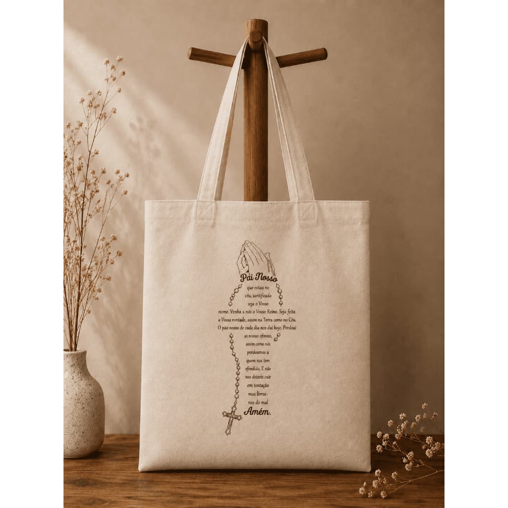 Ecobag Religiosa Personalizada Sacola Algodão Cru Estampa Católica Jesus Cristo