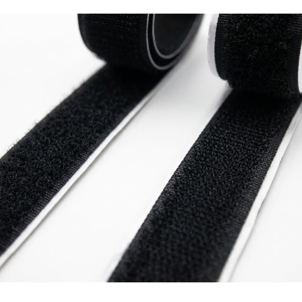 Fecho de Contato 25mm Velcro Autocolante Alta Fixação Fita Adesiva Preta Resistente
