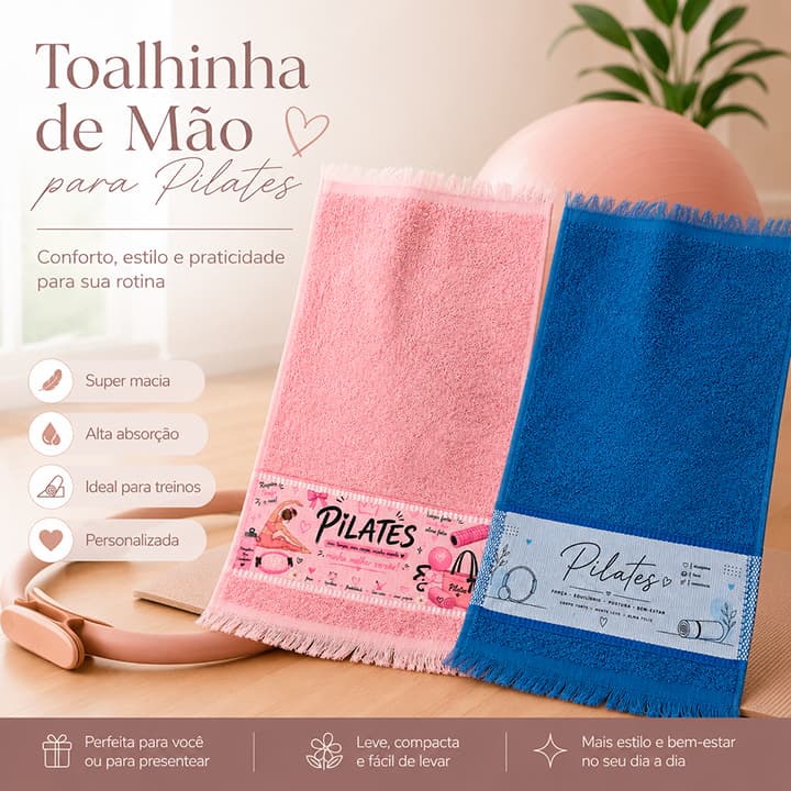 Toalhinhas de Mão para Pilates | Super Macia, Absorvente e Elegante