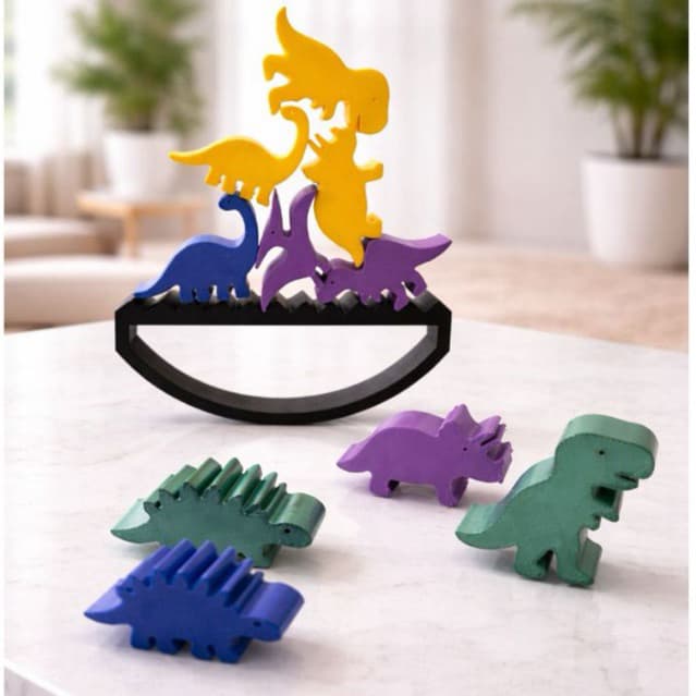 Brinquedo Sensorial Montessori Dinossauro Equilíbrio Colorido Educativo Infantil
