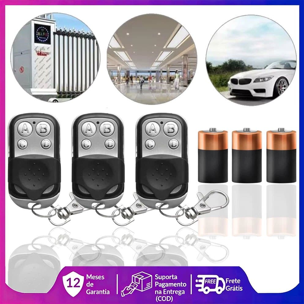 Controle ORIGINAL de Portão Electrónico Remoto Compatível 433Mhz automático Garagem 4 Botões Residencial universal