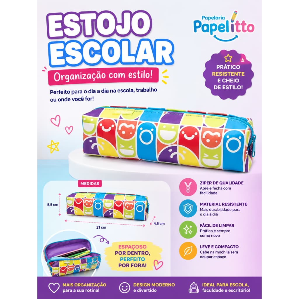 Estojo Tubo Joy Pacote C/ 1 Und Leo&Leo Material escolar