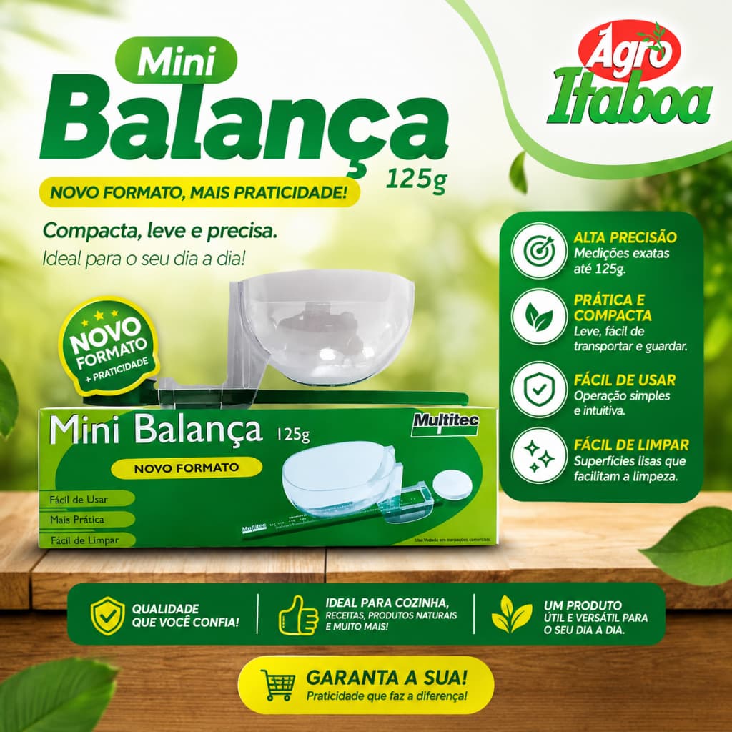 Balança Multitec 125g e 125ml Ideal Pesar Sementes Pó Mini Balança Plástica Multitec Até 125g 125ml