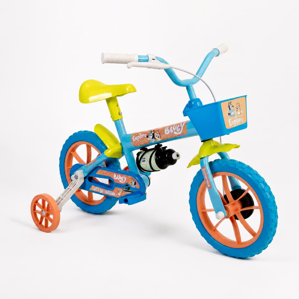 Bicicleta Bluey e Bingo Infantil Aro 12 Com Rodinhas E Cesta