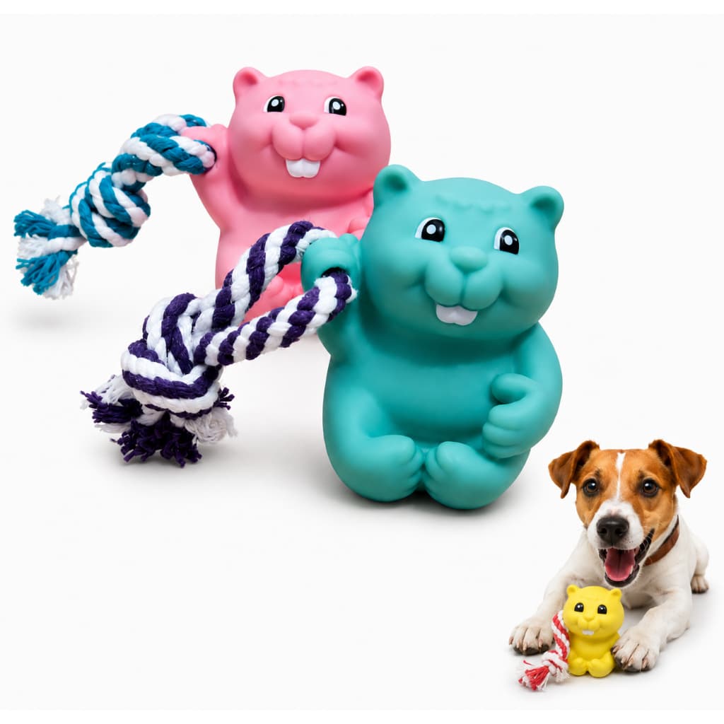 Brinquedo Pet CASTORZINHO BRINCALHÃO COM CORDA Adestramento