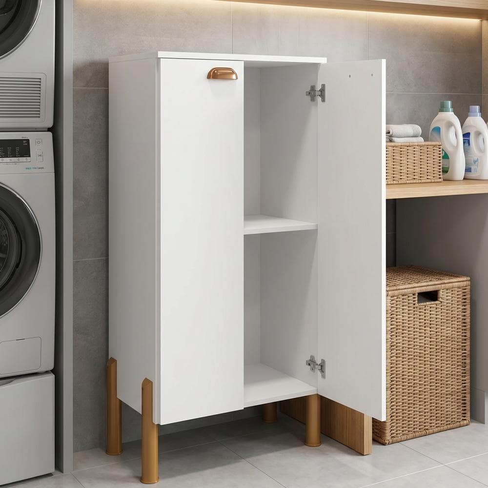Armário Multiuso Ipê com Pés em PVC – Organizador para Cozinha, Lavanderia e Área de Serviço