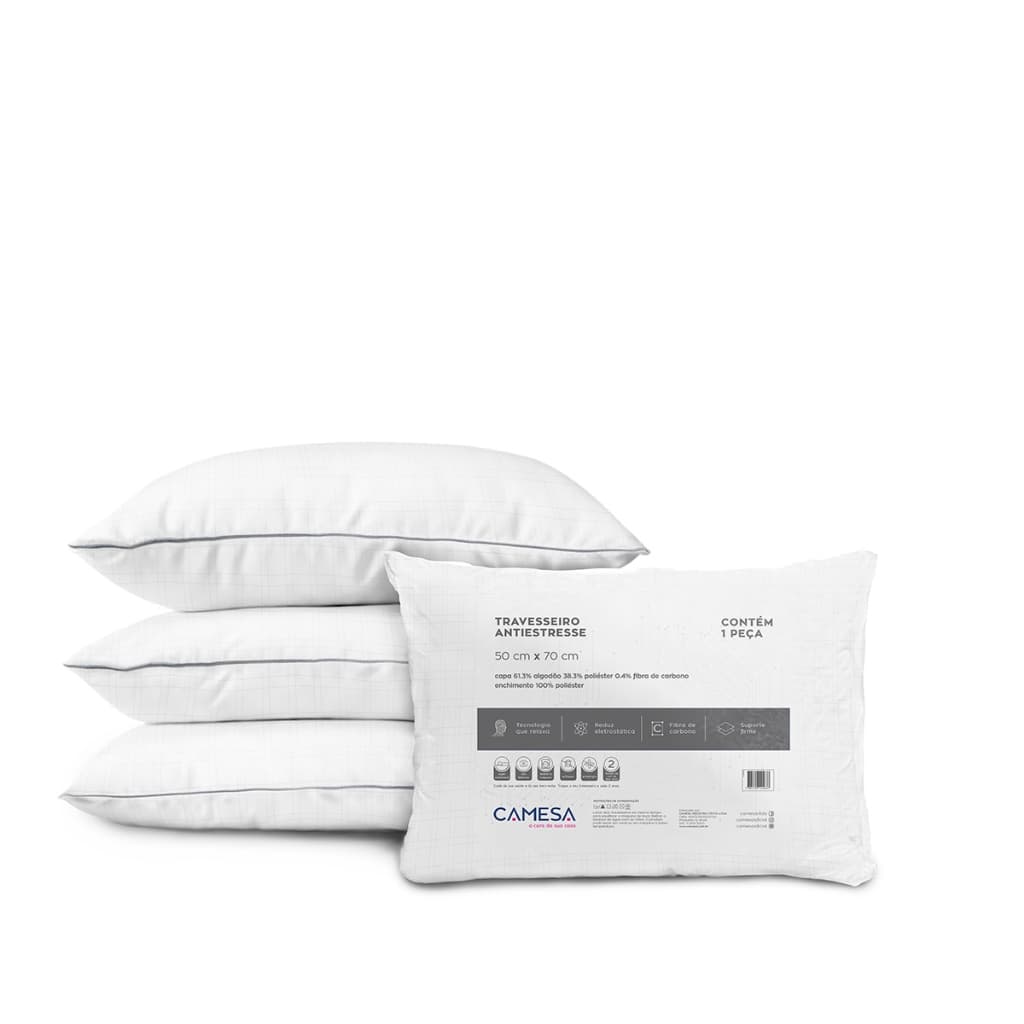 Travesseiro Ortopedico Suporte Firme Anti Stress 50x70cm Ajuda no Sono - Camesa