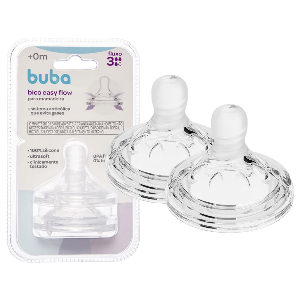 Kit 2 Bicos Para Mamadeira Silicone Buba