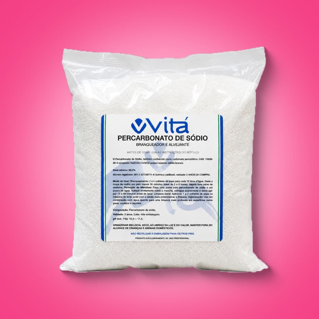 Percarbonato de Sódio Puro Tira Manchas Roupas Brancas Coloridas Alvejante sem Cloro 1kg 2Kg