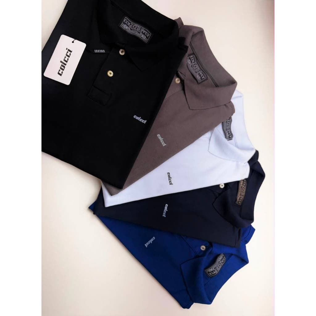 Camisa Polo Algodão Piquet Com Elastano Masculina Básica