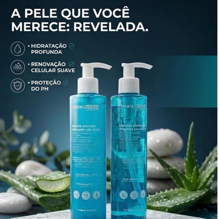Kit Skincare Dermachem Espuma De Limpeza + Espuma Esfoliante Diário Limpeza Profunda E Renovação Celular Não Resseca