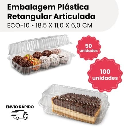 50/100un Embalagem 350 ml Plástica Retangular Alta Doce Brigadeiro Torta e Bolo