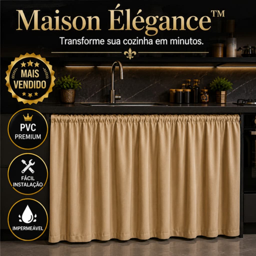 Cortina de pia Decorativa Cozinha Protecao Moderna impermeavel