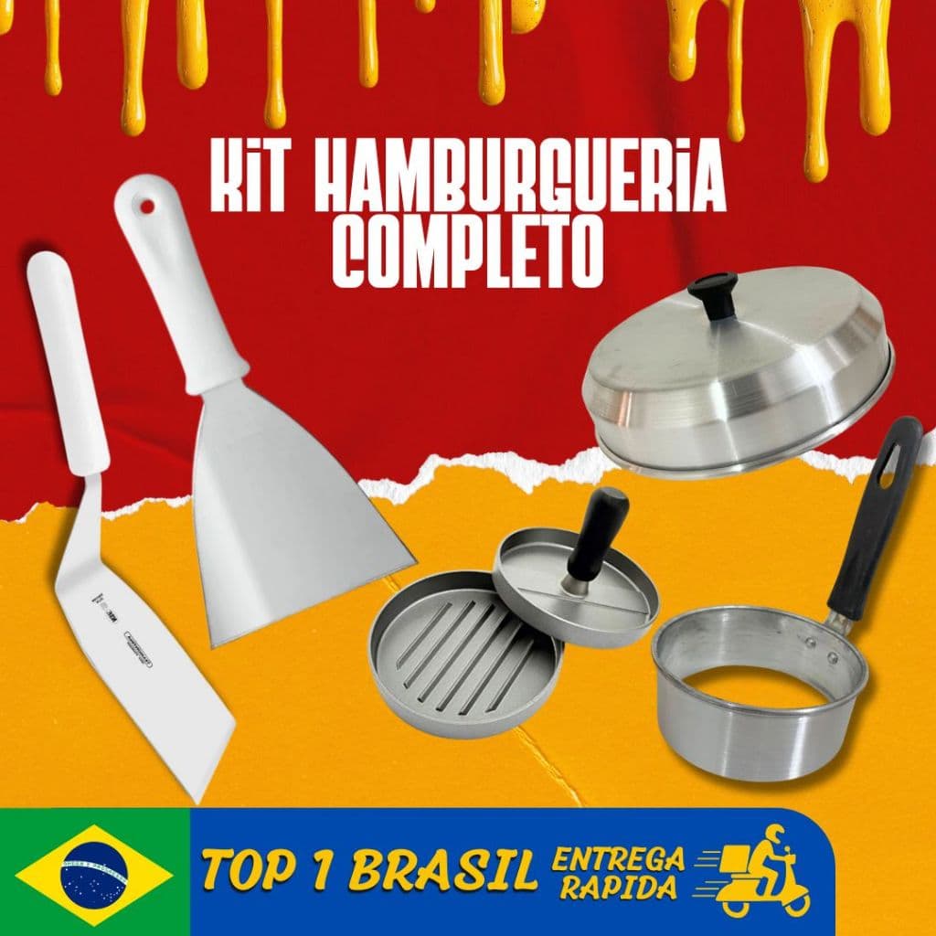 Kit hamburgueria, espatula de chapa, espatula de hamburgueria, abafador de hamburguer, modelador de ovos, modelador