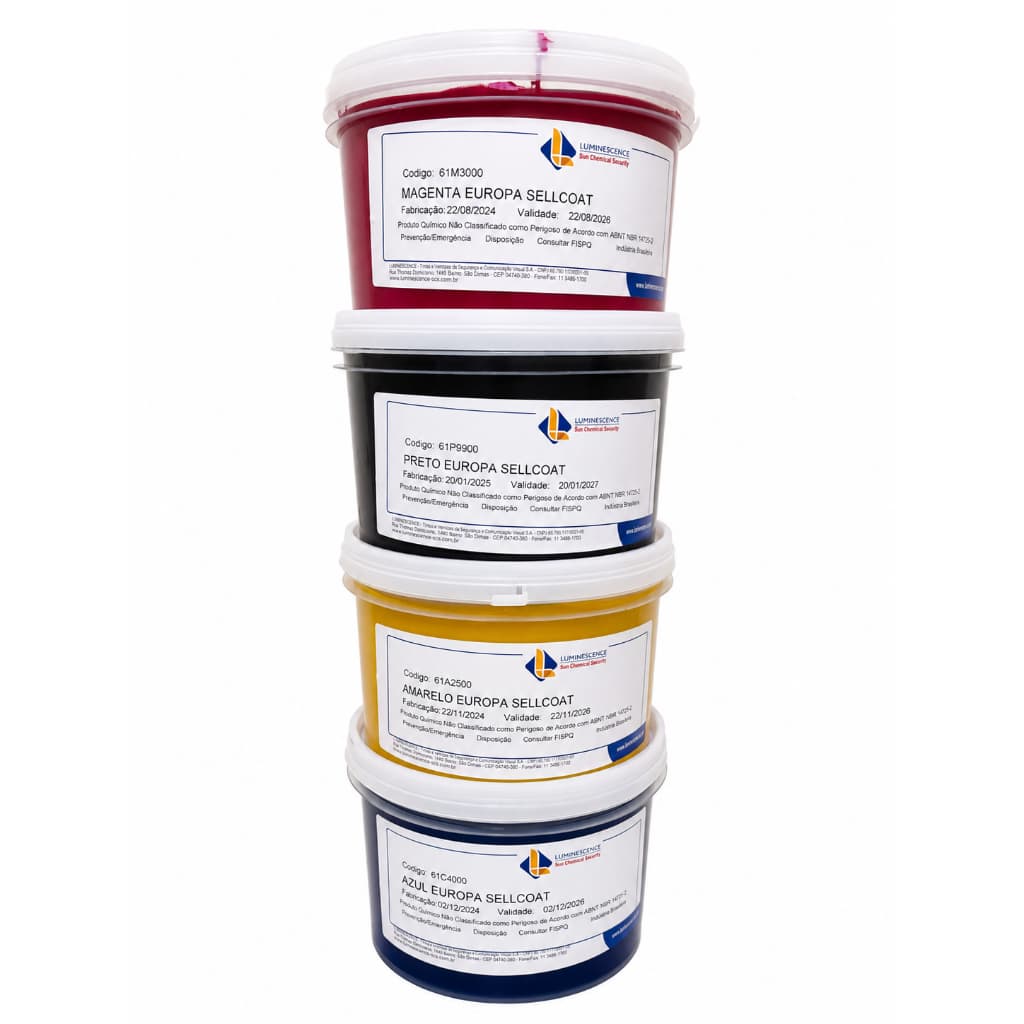 Escala de Tinta Gráfica Offset CMYK Europa Marca Luminescence Sun Chemical Total 8 kgs