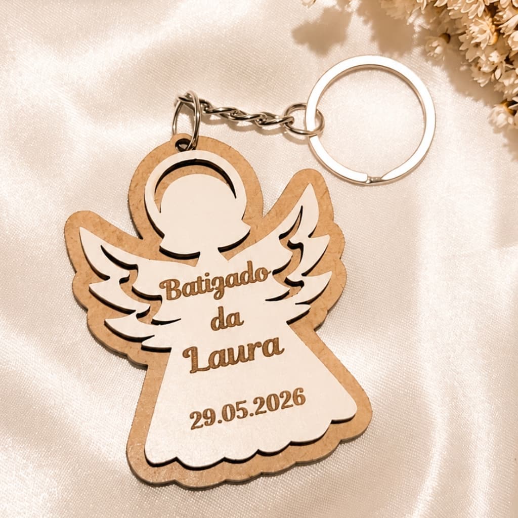 Lembrancinha Batizado Anjo - Chaveiro em MDF - 10 UNIDADES