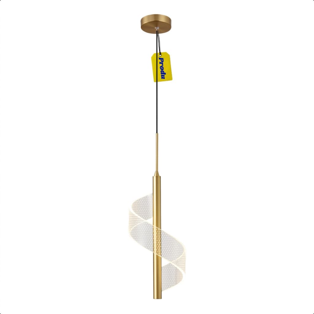 Pendente Led Espiral Dna Moderno Dourado 8w Bivolt Luxo Produ Luminária Teto Sala Quarto Decoração