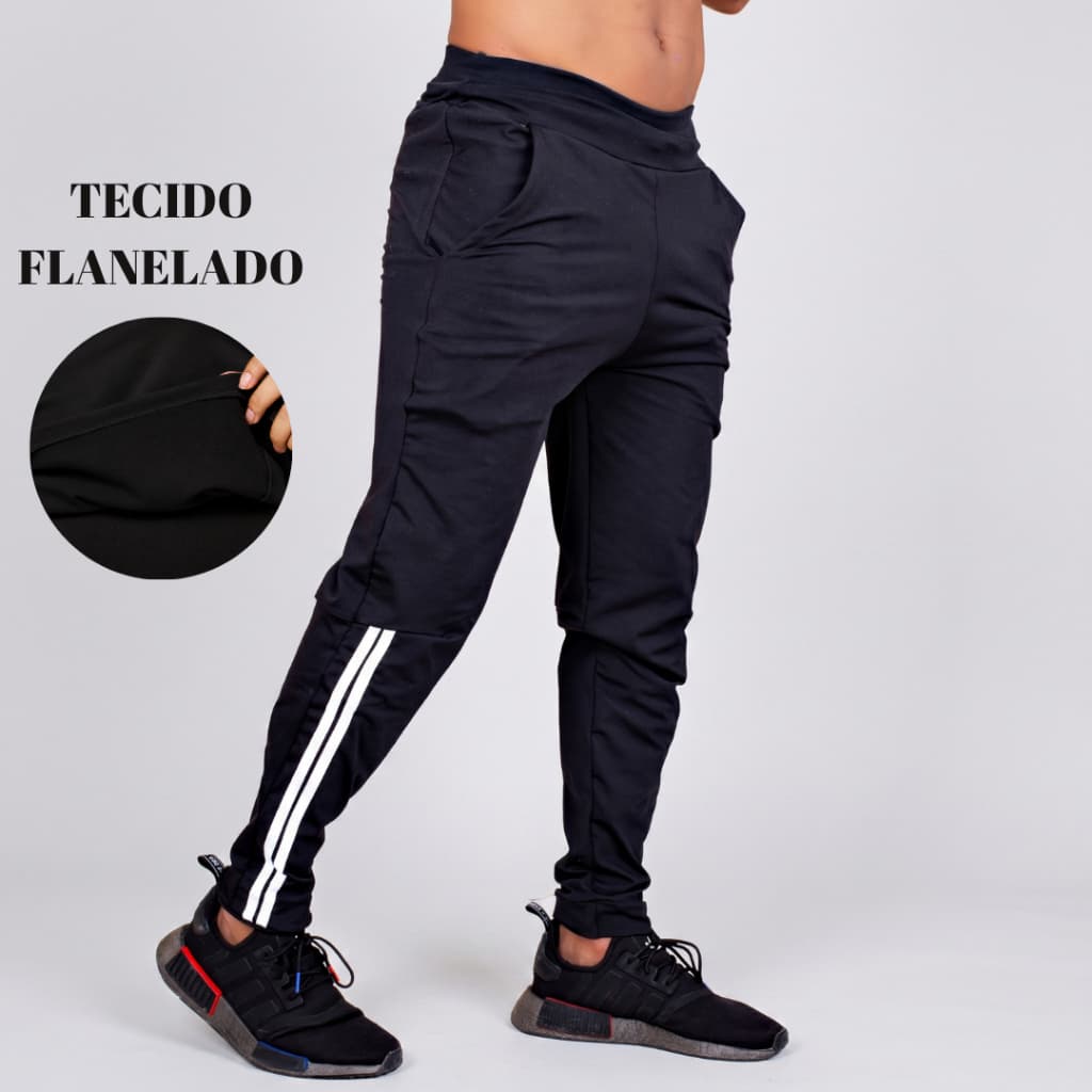 Calça Esportiva Masculina Com Bolsos Laterais Regulagem na Cintura Roupa de Academia