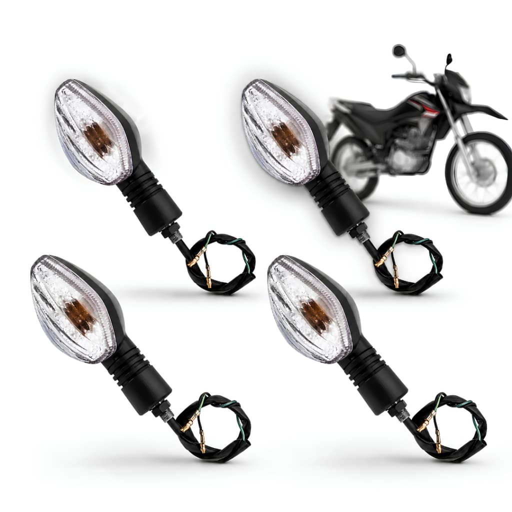 Kit Par 4 Piscas Seta Cristal Para Moto Modelo Honda Bros NXR 150 2013 2014