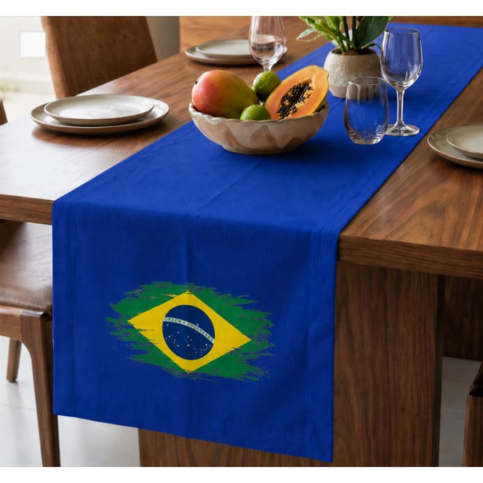 Trilho Caminho De Mesa Bandeira Brasil Copa Do Mundo 4 e 6 Lugares