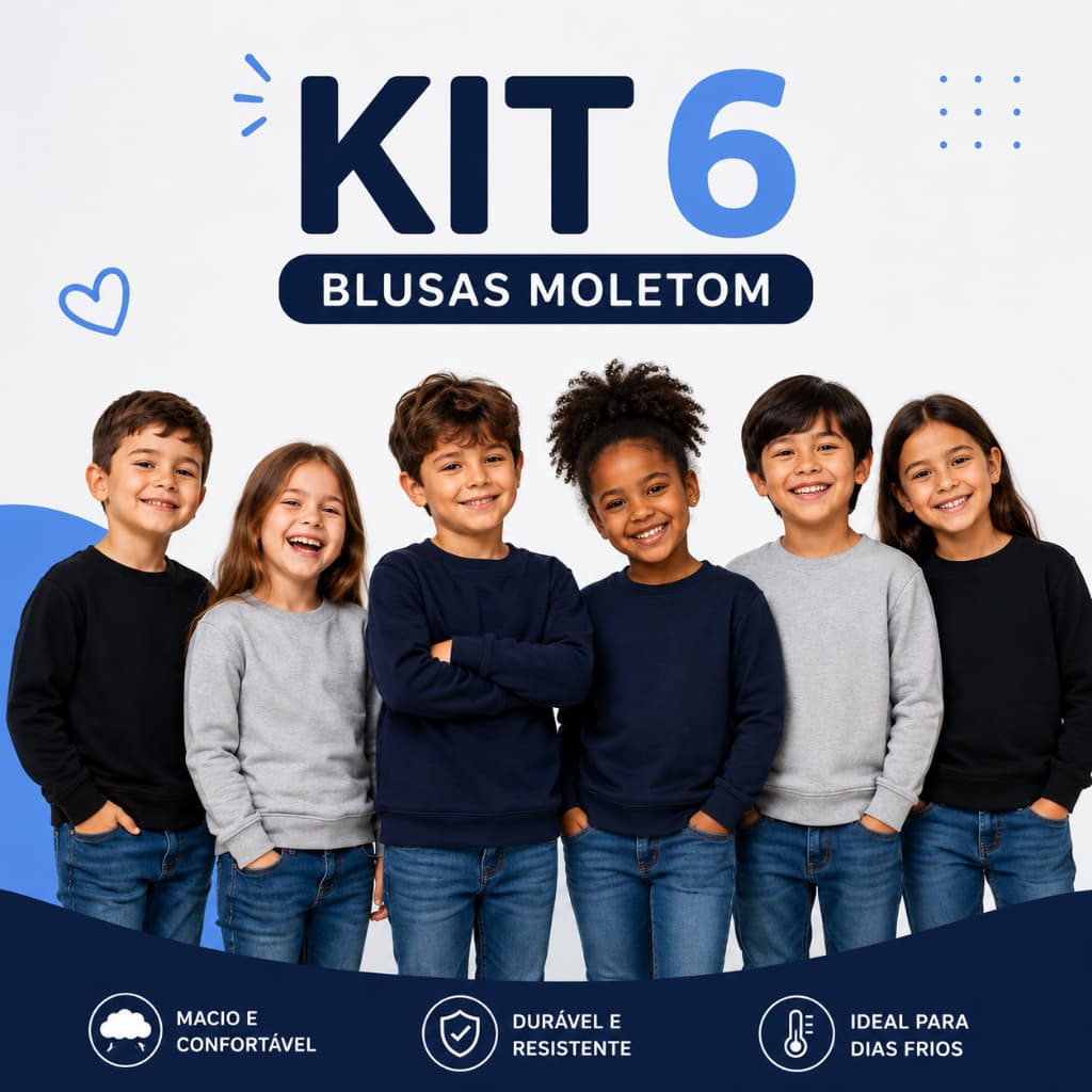 Kit 6 Casacos Moletom Flanelado Peluciado Infantil Unissex Menino Menina Frio Inverno 100% Algodão