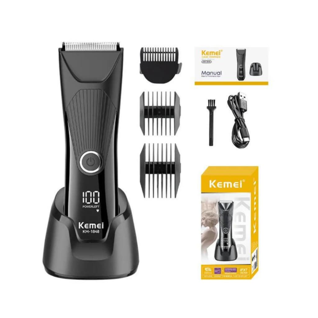 Máquina de barbear kemei 1848 profissional sem fio display
