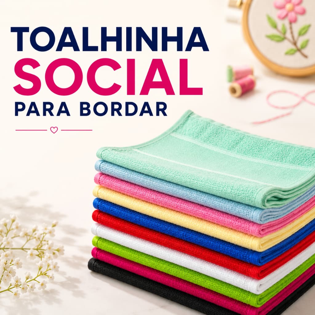 Toalhinha De Mão Social Escolar Academia Para Bordar 29 X 50cm Kit 10 Toalhas de Mão Atacado Lavabo Escolinha