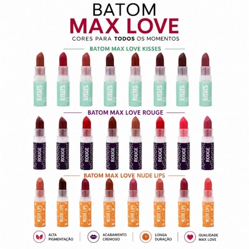 Batom Cremoso Rouge Kisses Max Love 3,8g