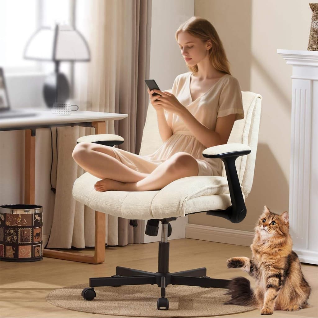 Cadeira De Escritório Ergonômica Home Office Giratória Tecido Com Braço Retrátil E Suporte Lombar 150kg