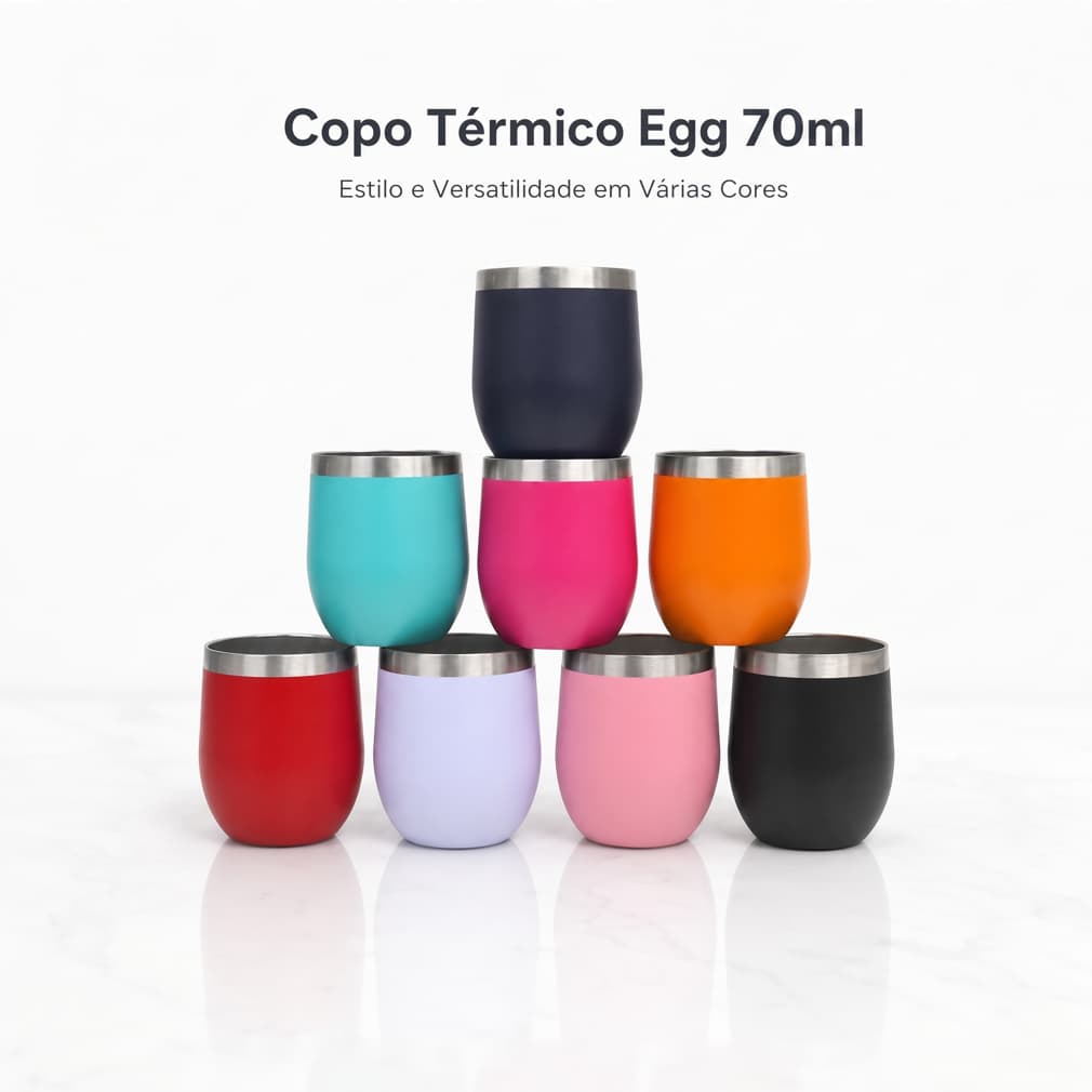 Mini Copo Térmico Oval sem Tampa para Bebidas Geladas e Quentes 70ml