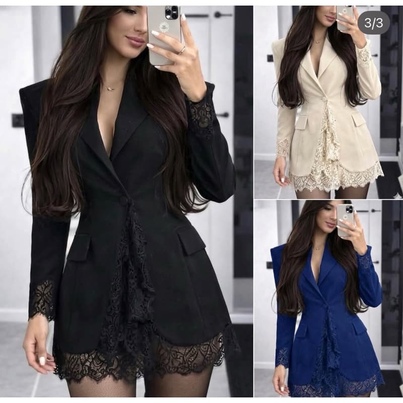 Casaco Blazer Feminino Slin Rendado Marrant sensorial Luco Sobretudo