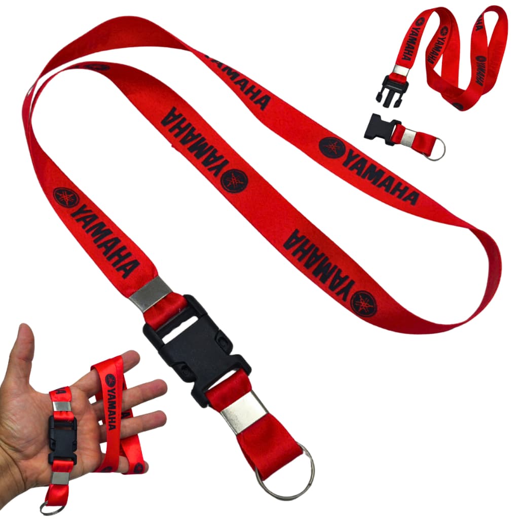 Chaveiro Yamaha Moto Cordão Porta Crachá Tirante Pescoço Crachá Engate Vermelho
