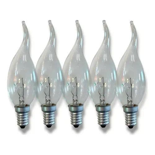 KIT 5 Lâmpada Vela Bico Torto 60W 127V E14 CLARA