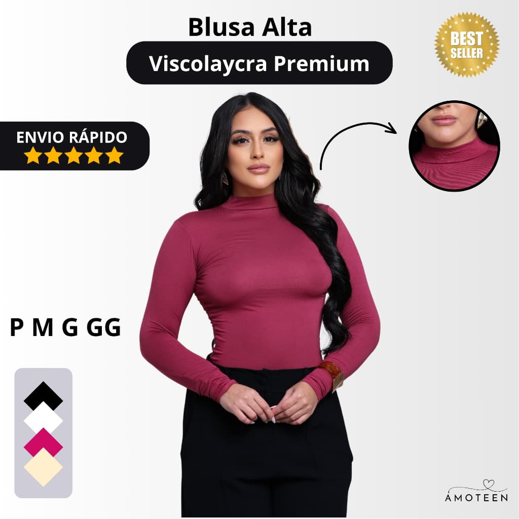 Segunda Pele Cacharrel Inverno Confortável Básico Gola Alta Tecido Viscolaycra Blusinha Básica