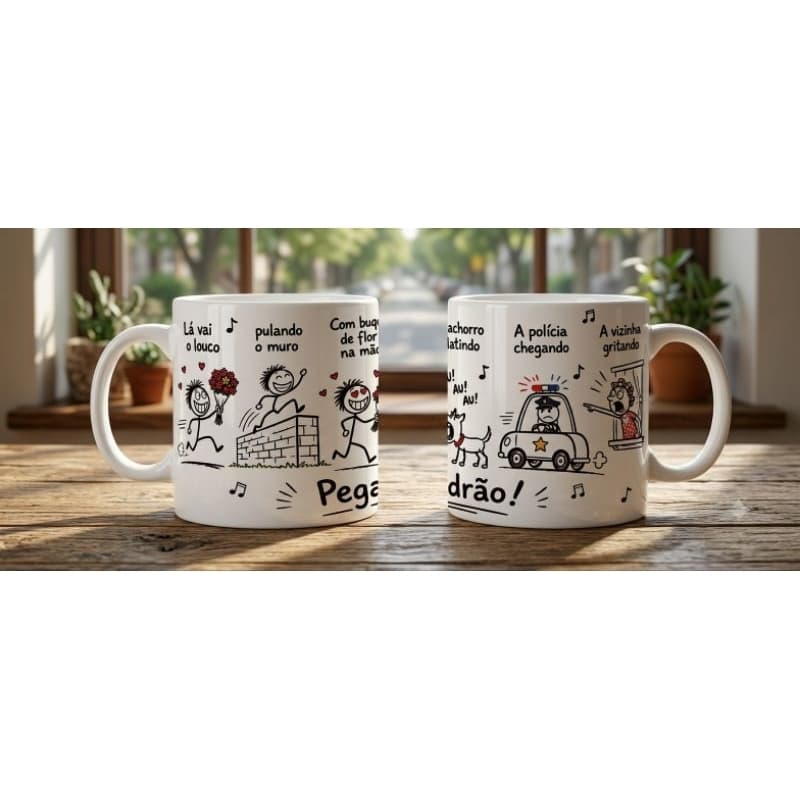 Caneca Personalizada Pega Ladrão 325ml Cerâmica Alta Qualidade Presente Criativo e Divertido Exclusivo Café e Chá