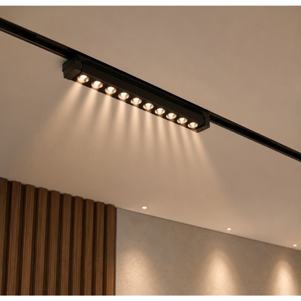 Luminária Sobrepor Slim para Trilho Eletrificado 10 Fachos 20W 110/220v
