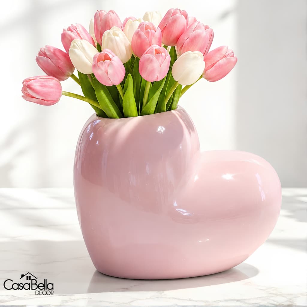 Vaso Coração para Festa Pincéis de Maquiagem Cerâmica Luxo Decoração Casa Mesa Posta Arranjos Floral
