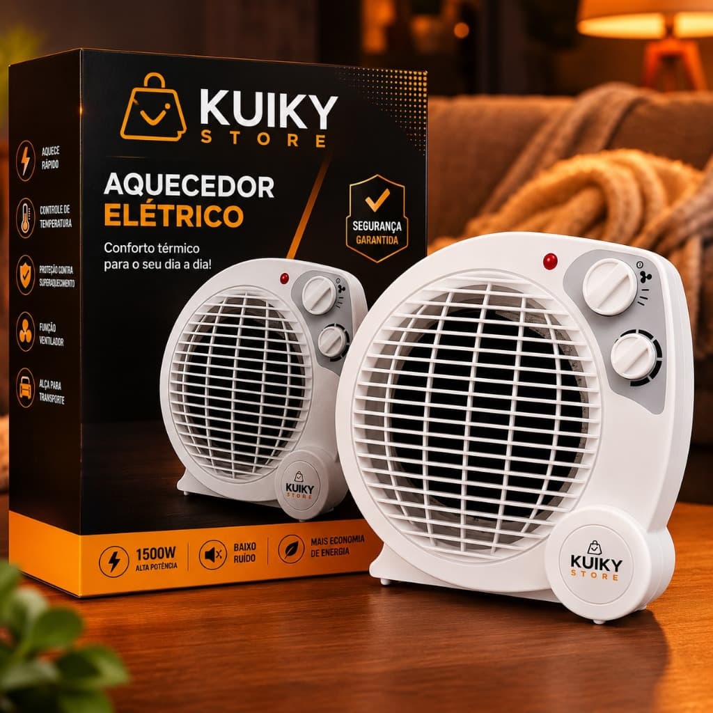 Aquecedor Elétrico 1500W Termoventilador Portátil Controle Temperatura Quarto Sala Escritório