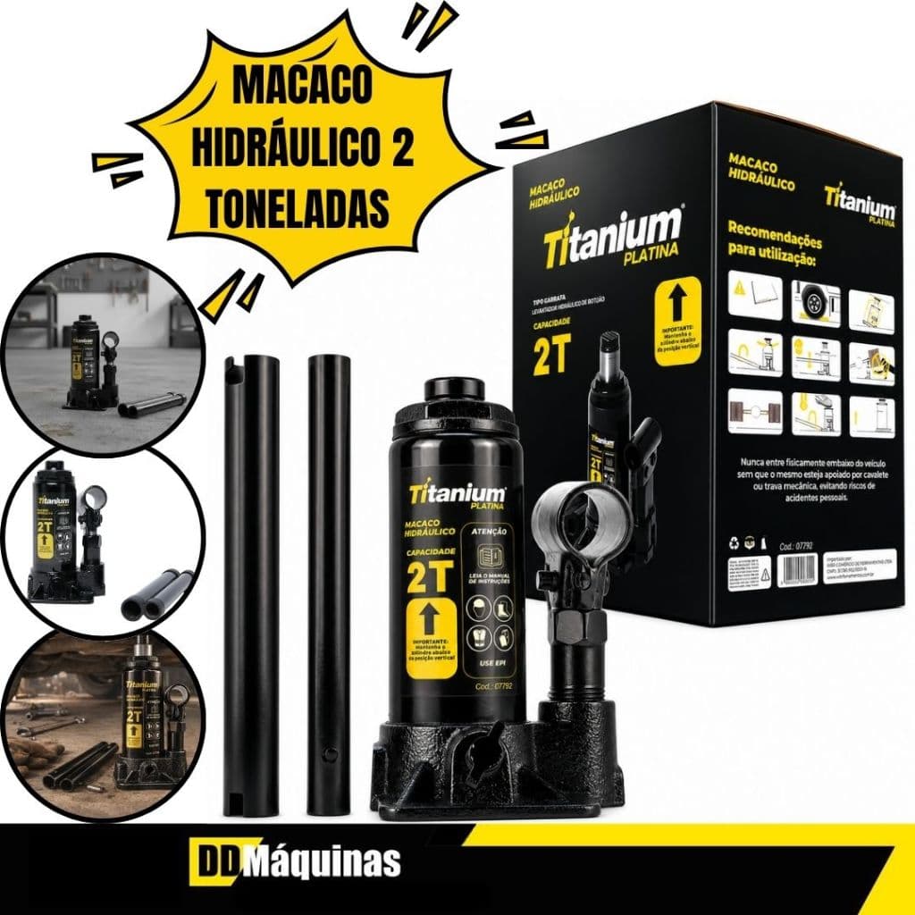 Macaco Hidráulico Tipo Garrafa 2 Toneladas - Titanium