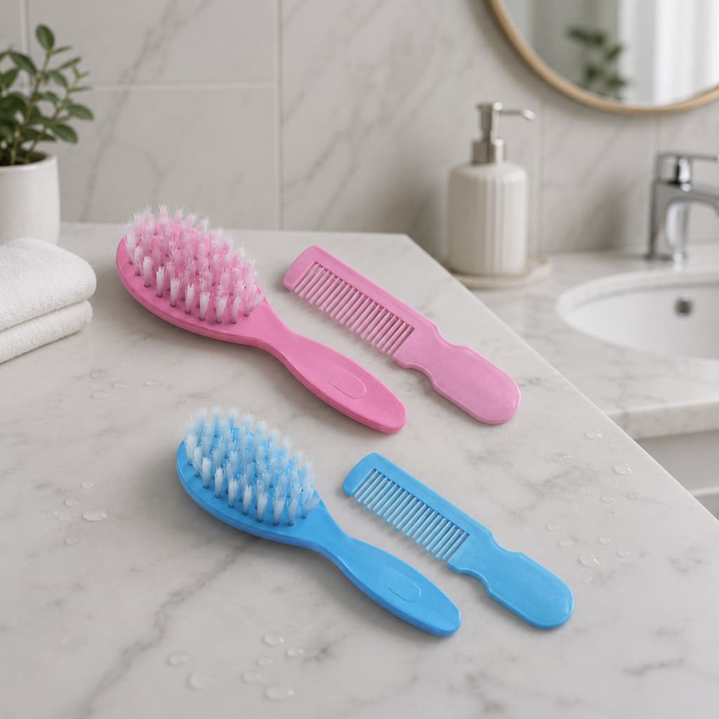 Conjunto Pente E Escova Infantil azul e rosa (1001)
